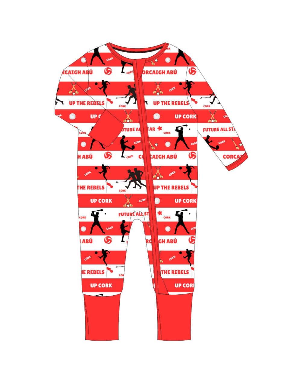 Children wearing colourful zipped sleepsuits