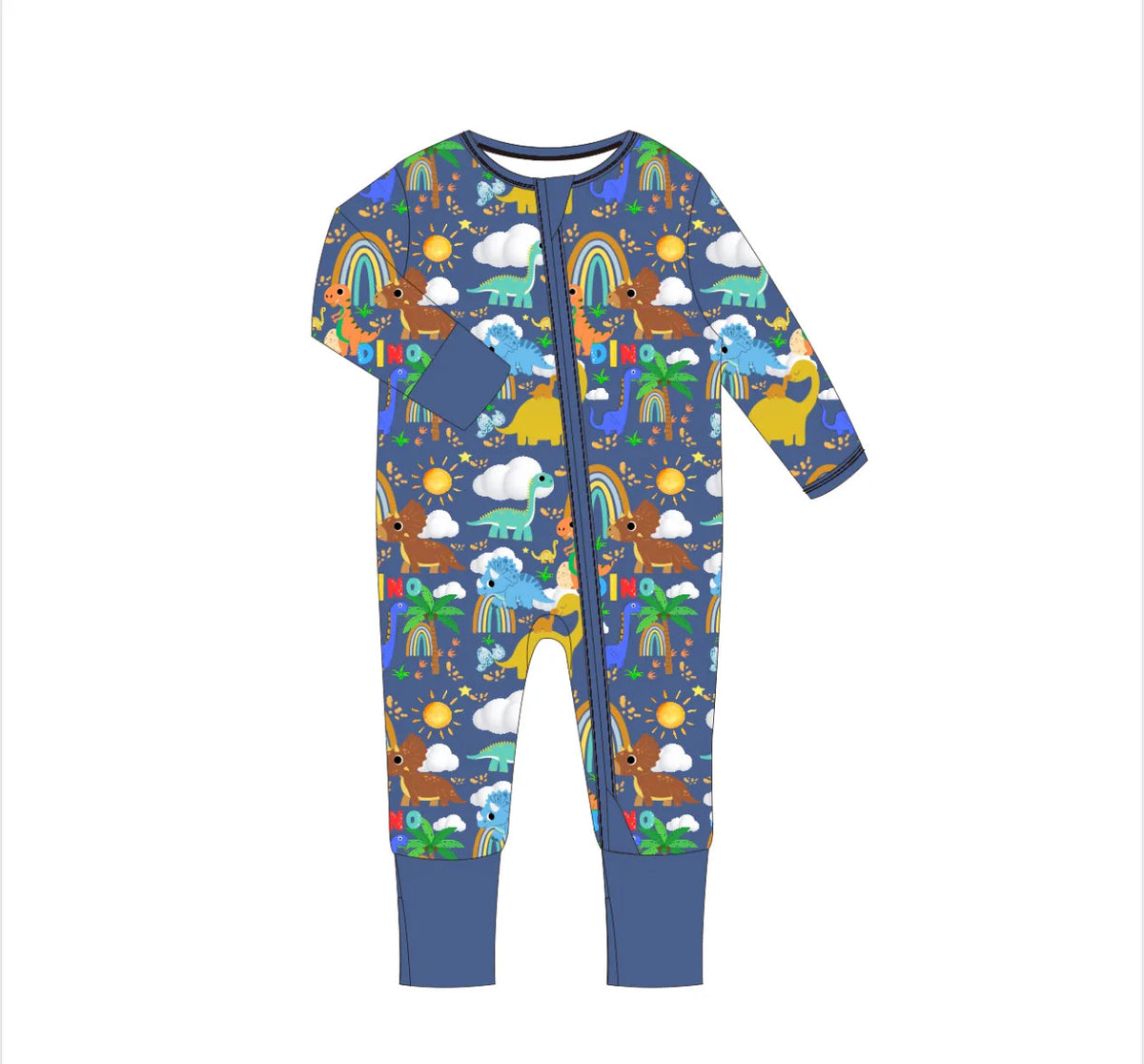 Child wearing zipped sleepsuit